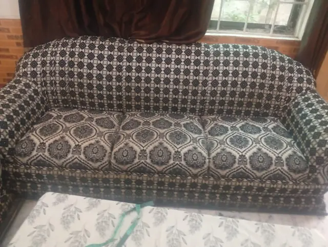 Three seater re-covered in jacquard